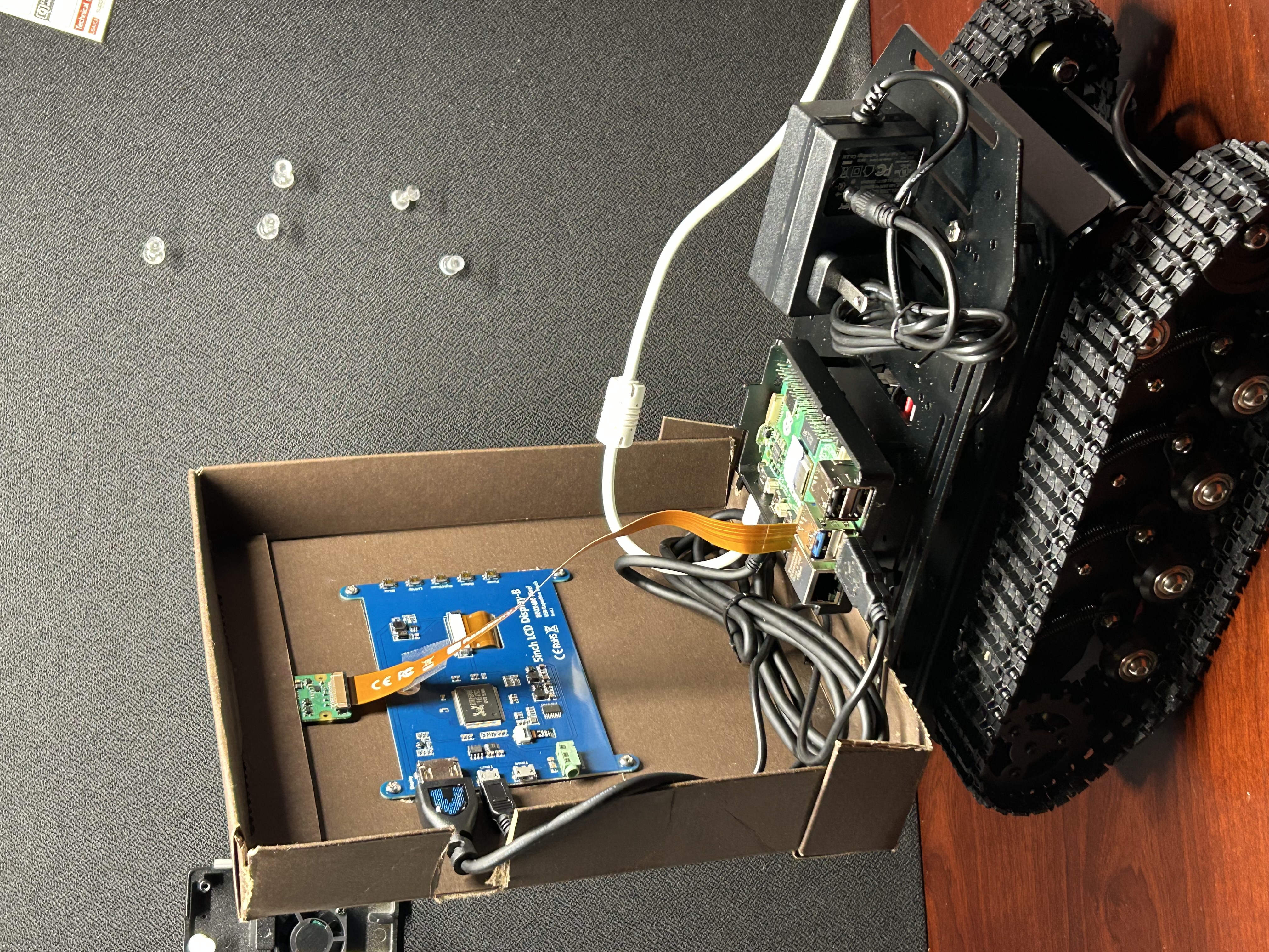 Tank track chassis with Pi board and LCD driver